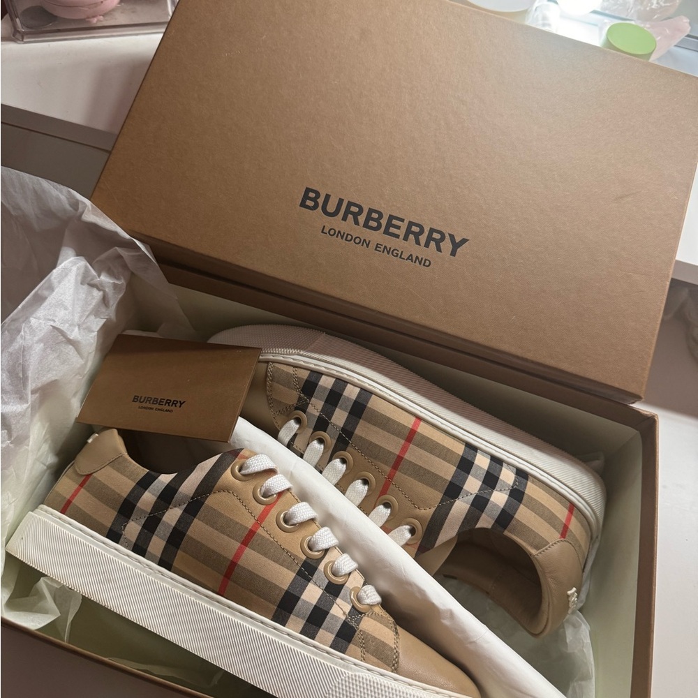 Burberry Check and Leather Sneakers